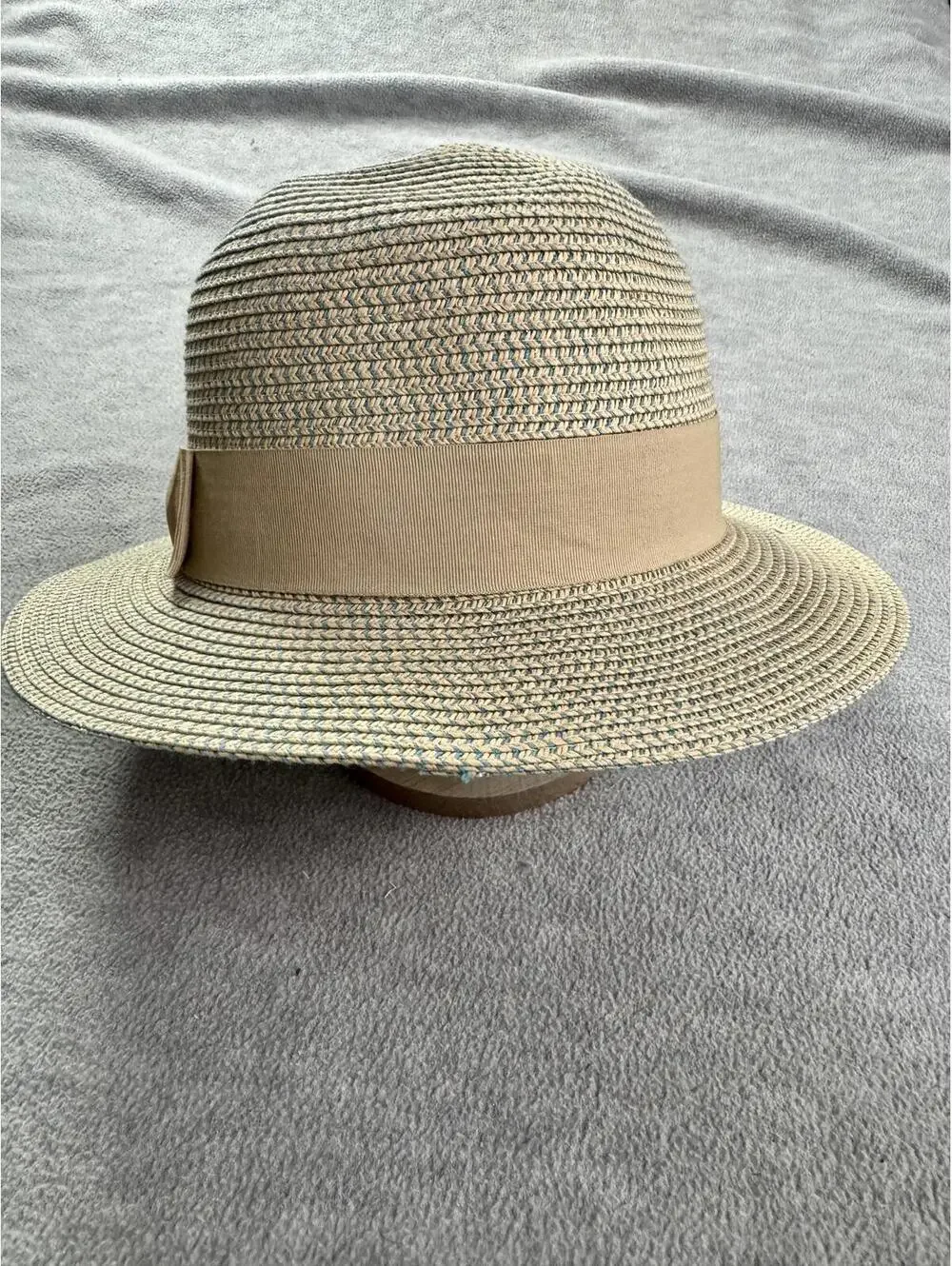 sun n sand straw fedora hat teal weave‎ beach sun hat 22 inch